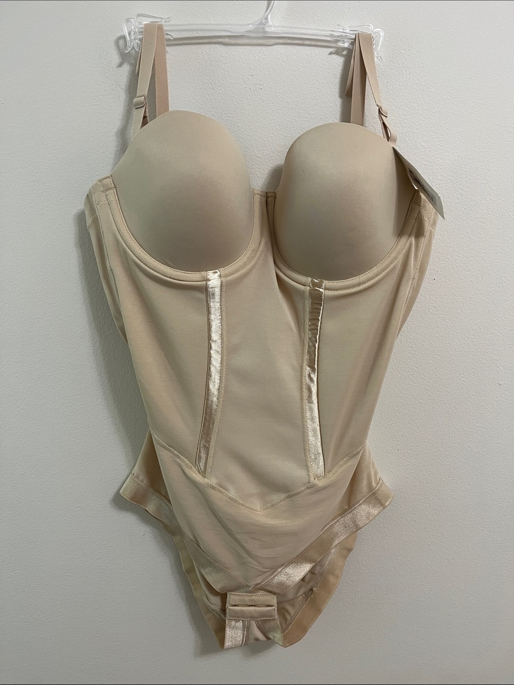Maidenform Nude Beige Longline Shaping Bodysuit Built in Bra Body Shaper 36C NWT
